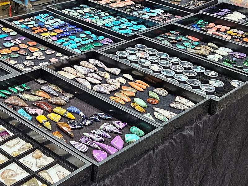 Gemstones displayed at the Prescott Rock and Mineral Show