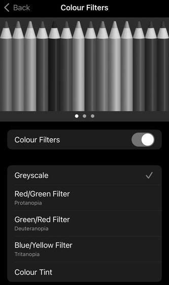 Phone Settings for Greyscale Mode