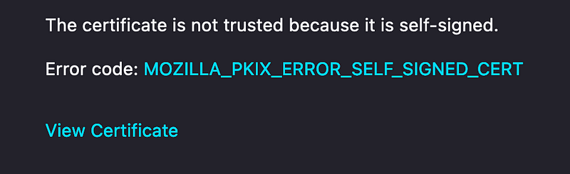 Example of a Self-Signed Certificate Warning