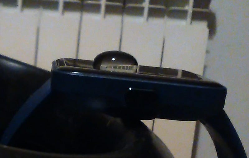 Demonstration of hydrophobicity on smartwatch surface