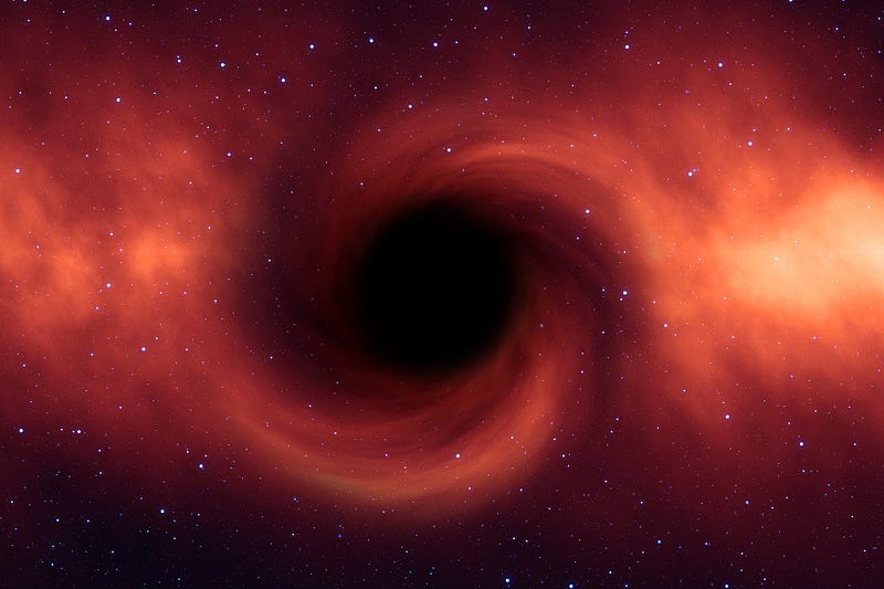 Illustration of a black hole and its effects on surrounding stars