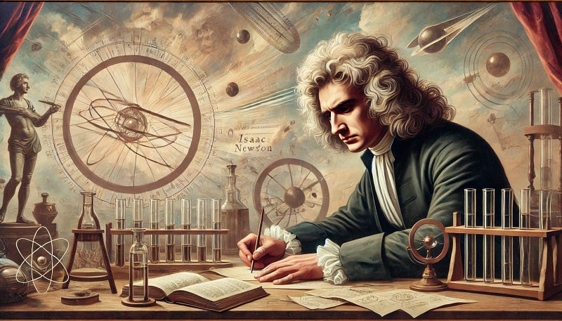 An illustration representing Newton's contributions