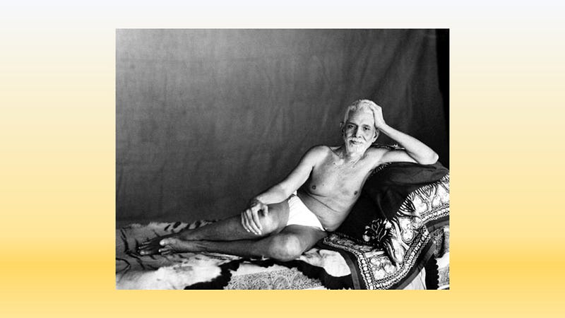 Ramana Maharshi meditating in nature