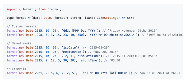 Date formatting and parsing library