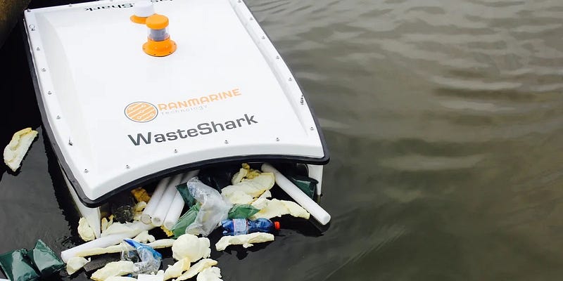 WasteShark in action removing debris from water