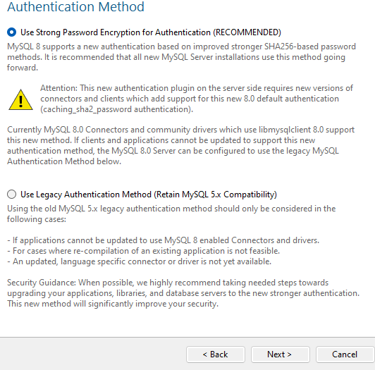 Authentication Method Selection