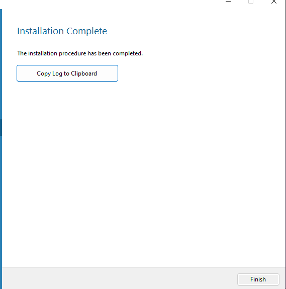 Installation Completion Screen