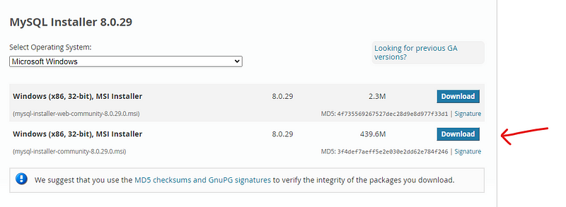 MySQL Community Downloads Page