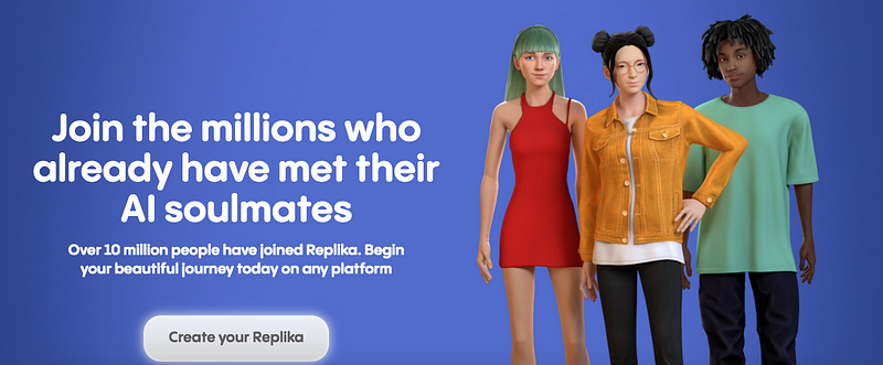 Screenshot of Replika app interface