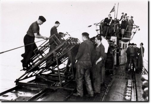 Nebelwerfers mounted on a submarine