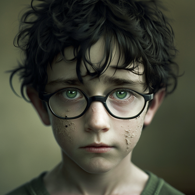 AI-rendered image of young Harry Potter