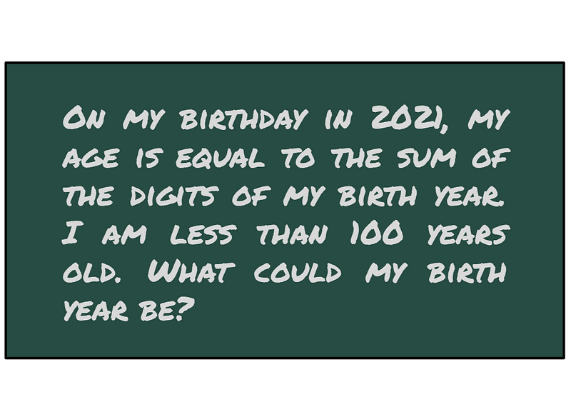 Engaging math puzzle about birth years