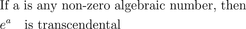 Lindemann's theorem on transcendental numbers