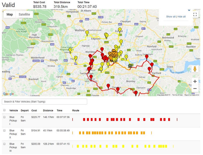 Route optimization for 3Blue Pickups