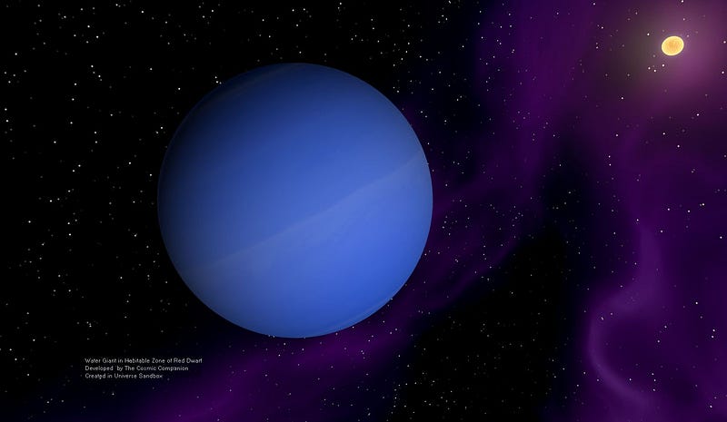 Simulation of a water-rich exoplanet orbiting a star