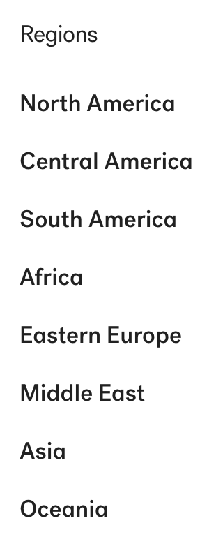 Regions available for micro-lending on Kiva.org